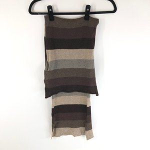 Badiali Cashmere Scarf Rectangle Striped Brown Beige 76x10.5